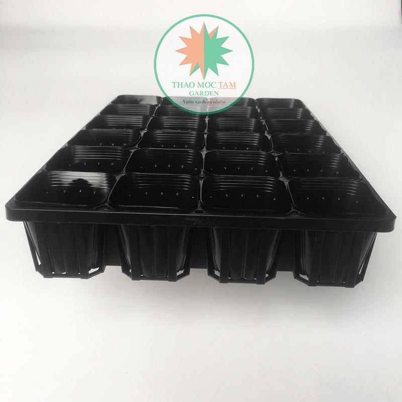 Bộ Khay 24 lỗ + 24 Chậu ươm 9.0 chuẩn Nhật - Khay ươm cây con, cây giống làm vườn