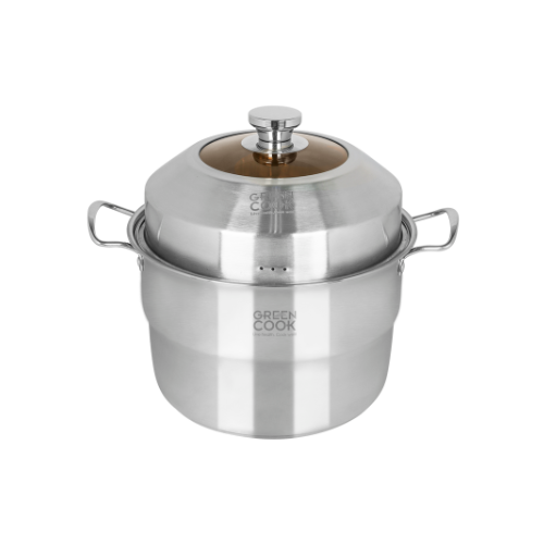 Set pot xửng steamer stainless steel multi-functional 26 cm green Cook GCST01-26ih capacity 5L useable on latest all kinds of kitchen