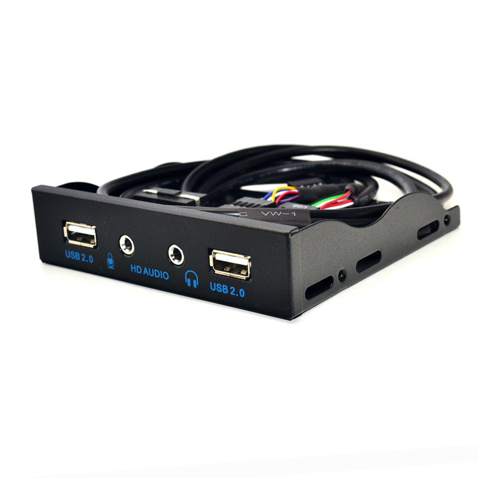 3.5inch 9Pin to USB 2.0 Panel 2 USB 2.0 Ports Mic Interface for PC