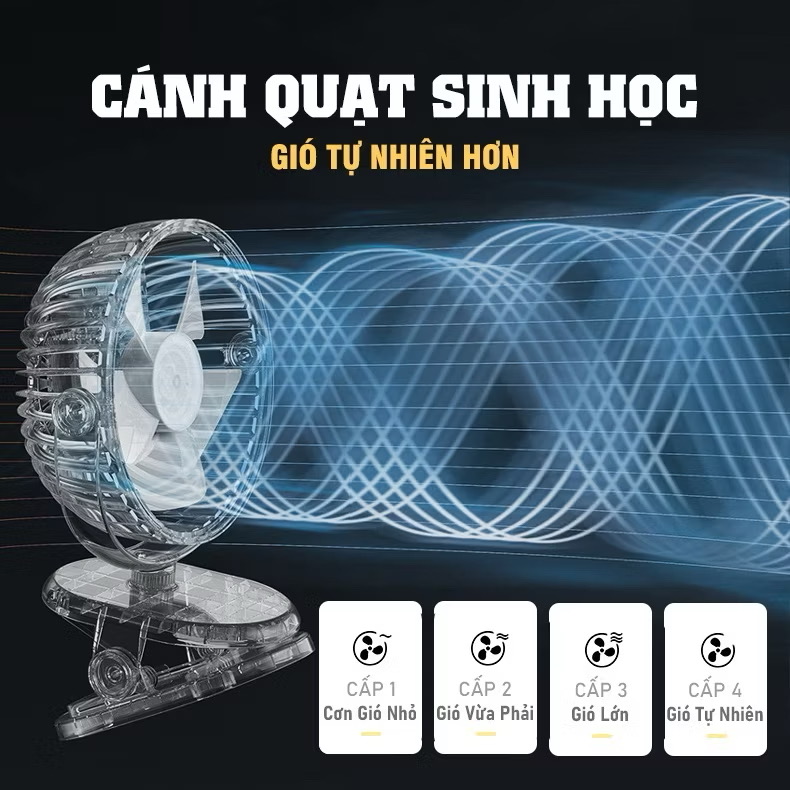 [HÀNG LOẠI ĐẸP]Quạt tích điện mini để bàn pin 10000mAh chạy 24 giờ liên tục 4 chế độ gió xoay 720 độ