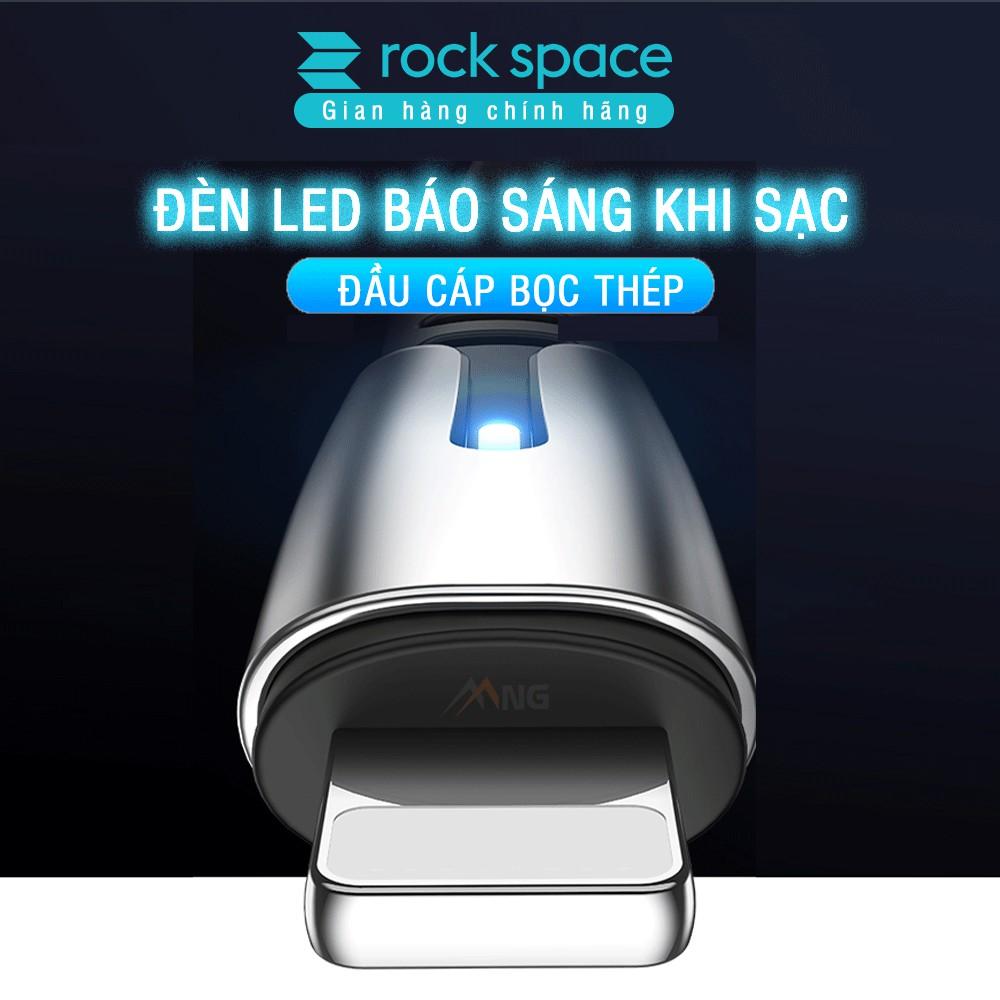 Dây Sạc Rockspace M2 dành cho Iphone , sạc nhanh có đèn LED dây dù chống rối - Hàng chính hãng bảo hành 1 năm