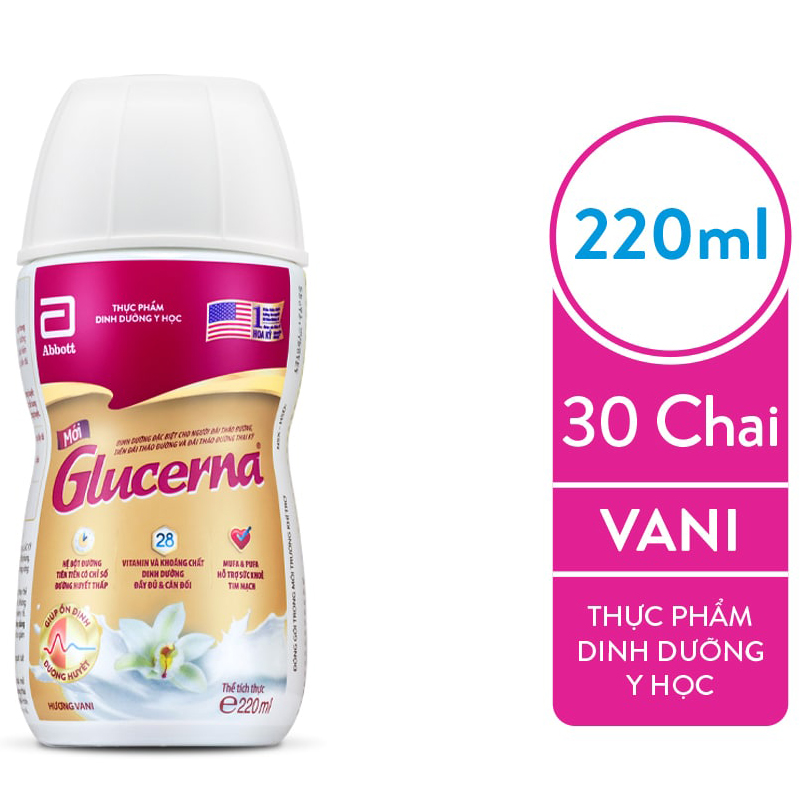 Thùng 30 Chai Sữa Nước Abbott Glucerna Vani 220ml