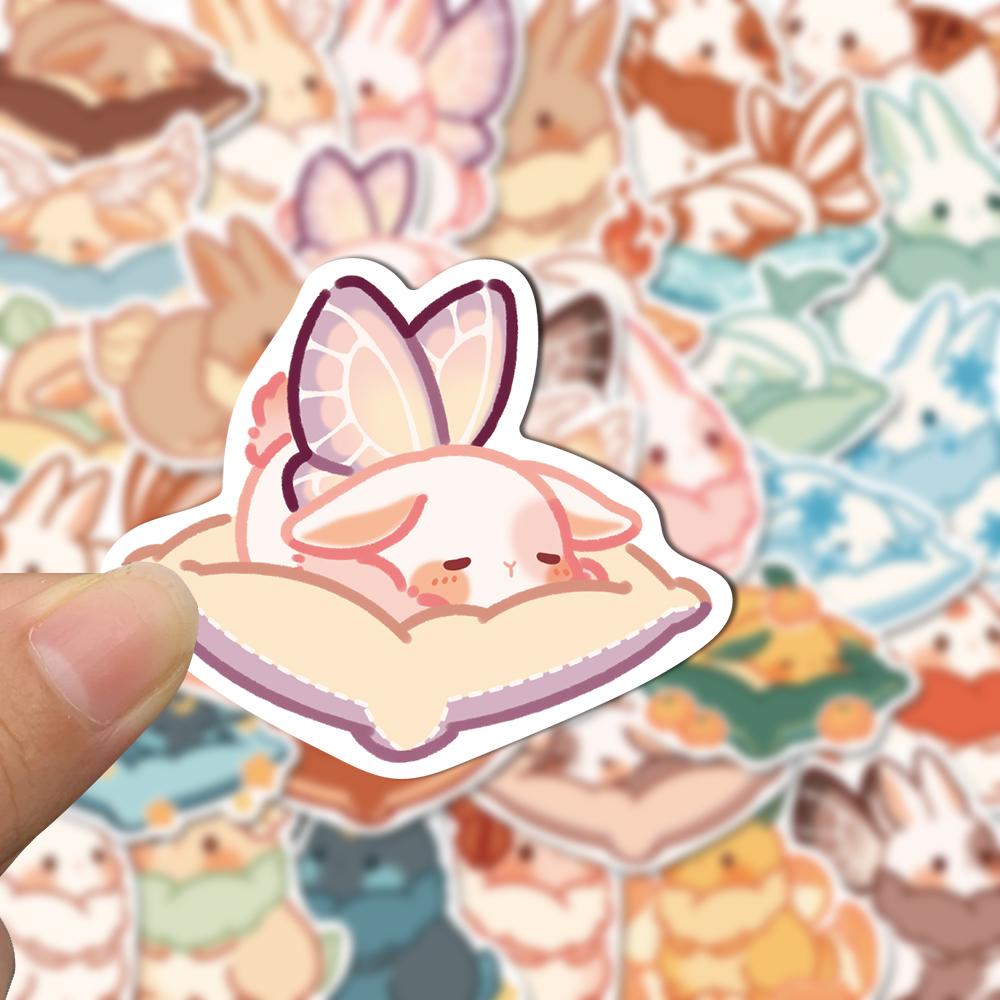 Sticker thỏ ma thuật chibi hoạt hình cute trang trí mũ bảo hiểm, guitar, ukulele, điện thoại, sổ tay, laptop - mẫu S13