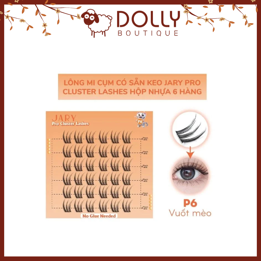 Lông mi cụm có sẵn keo Jary Pro Cluster Lashes Hộp Nhựa 6 hàng P6