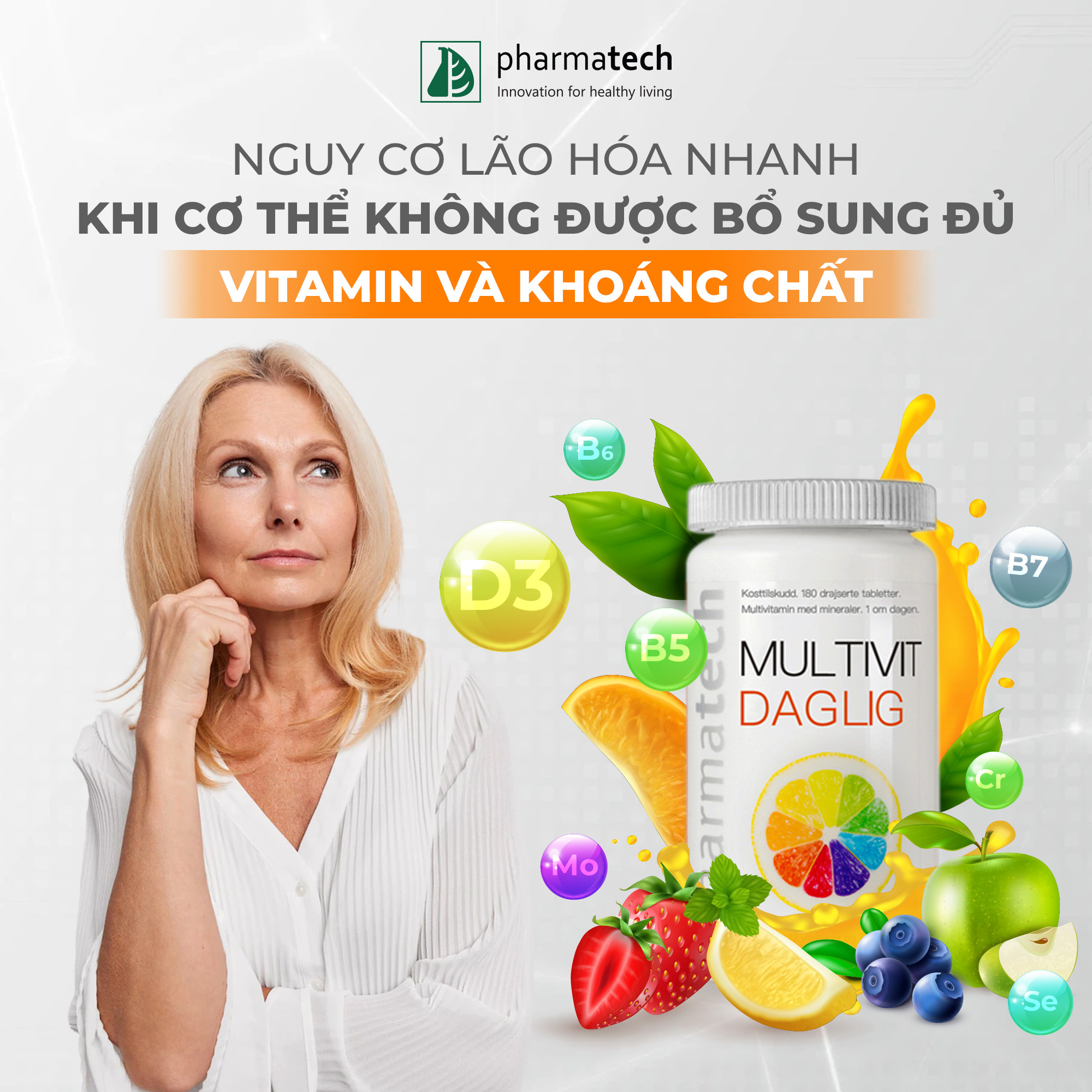 Combo viên uống bảo vệ sức khỏe Vitamin tổng hợp Multivit Daglig và Fluor Daglig Pharmatech