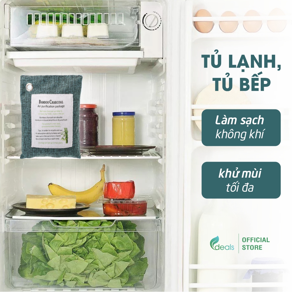 Túi Than Hoạt Tính ECODEALS Khử mùi, Chống nấm mốc, Vi khuẩn, Khí độc đến 2 năm - 100% than tre tự nhiên - 1 túi, màu ngẫu nhiên