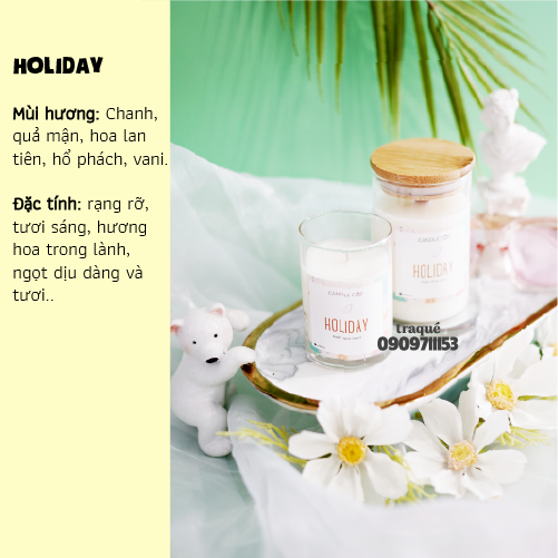 Nến thơm tinh dầu cao cấp không khói an toàn Candle Cup - HOLIDAY - L - 350G
