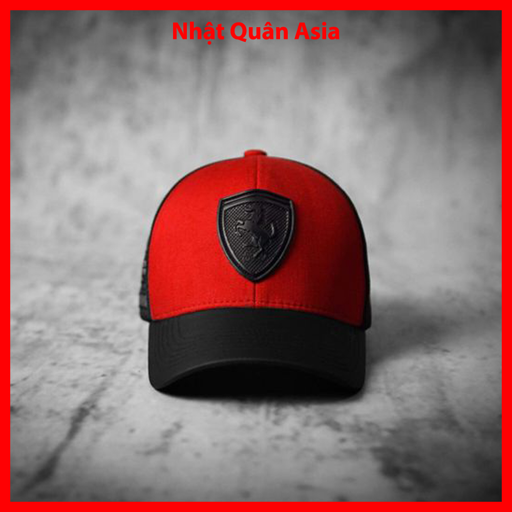 Mũ nón thời trang cao cấp Ferrari đỏ phối lưới đen form đẹp cá tính