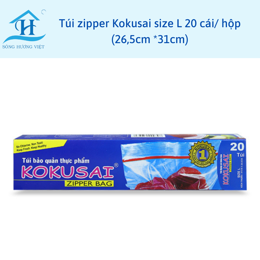 Túi zipper KOKUSAI có khóa bấm tiện lợi, bảo vệ thức ăn hoặc đồ dùng khỏi bụi bẩn - Hàng chính hãng (Sông Hương Việt