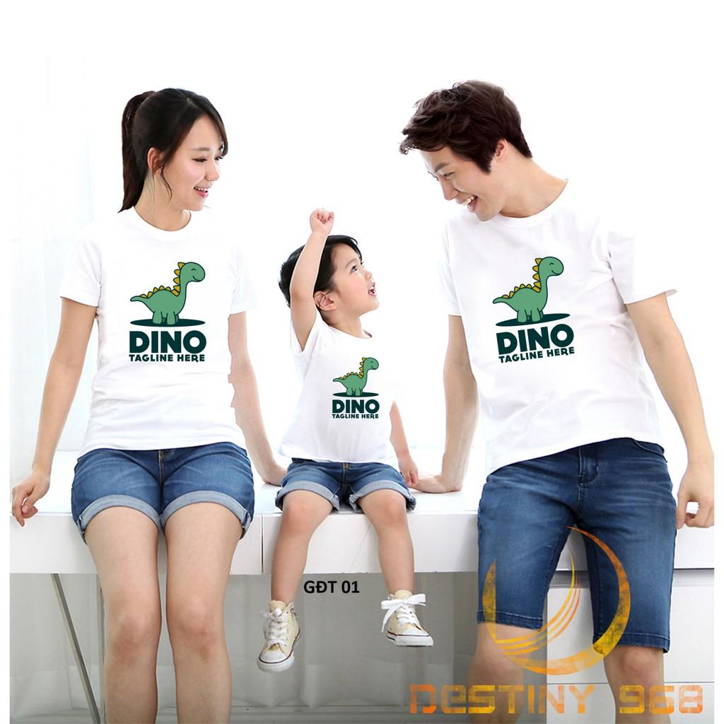 Áo gia đình 4 người - Áo gia đình Khủng Long Dino - Đồng phục gia đình họa tiết chữ - Đồ đôi mẹ và bé - destiny968