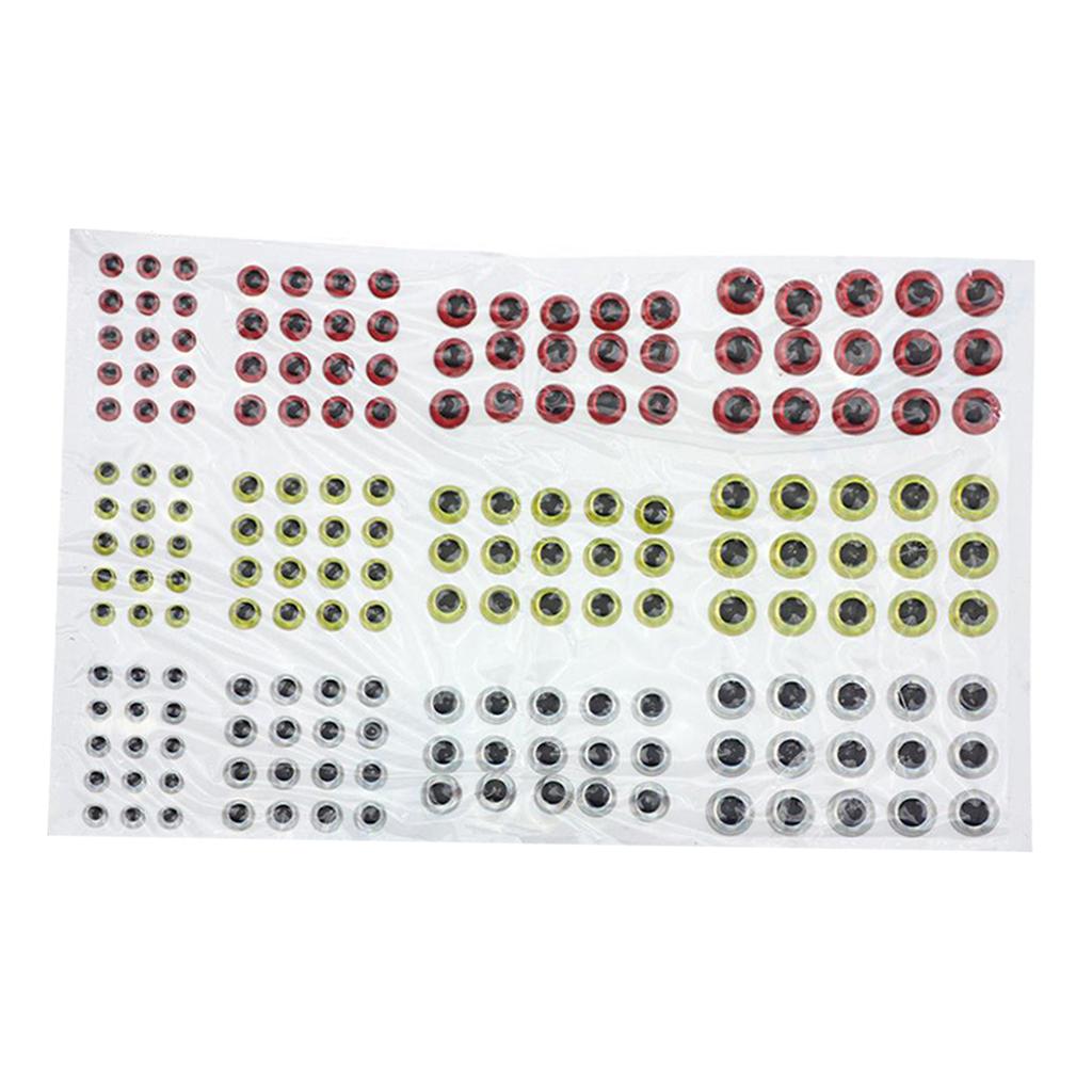 183pcs Fishing Lure Eyes 3D Holographic Eyes Fly Tying Jigs Crafts DIY Red White