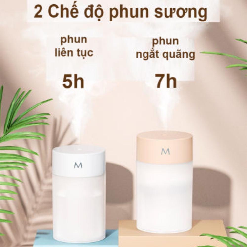 Đèn xông tinh dầu, máy xông tinh dầu, phun sương tạo ẩm mini hình trụ dung tích 260ml cung cấp ẩm cho da thơm phòng