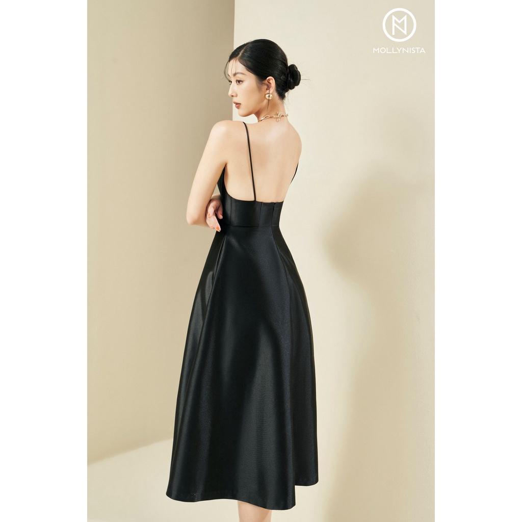 MOLLYNISTA - Đầm Marita 2 dây taffeta nhung cao cấp quyến rũ nữ tính thiết kế cao cấp tôn dáng đi chơi đi tiệc