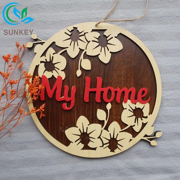 Bảng Gỗ Treo Cửa Chữ My Home - Kích Thước 22x22 cm - Chất Liệu Gỗ MDF Nhập Khẩu - Trang Trí Tường, Treo Cửa