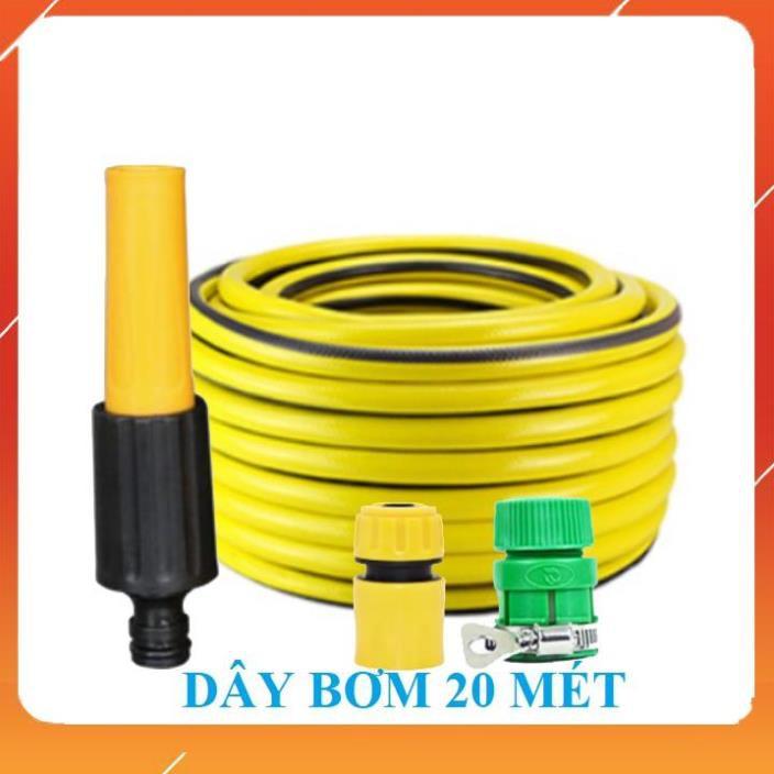 Bộ dây vòi xịt bơm nước tưới rửa , tăng áp 3 lần, loại 20m 206622-5 cút sập, nối vàng