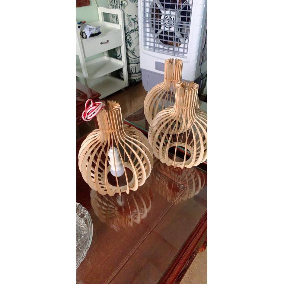 Đèn Gỗ dáng củ tỏi x 3 bộ đầy dủ