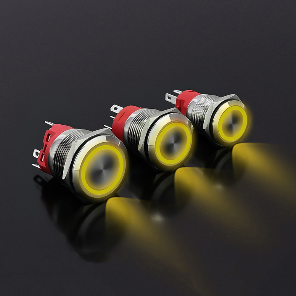 Công tắc nhấn giữ Tự khóa 16mm Loại có đèn LED, Chất liệu Inox chống thấm nước