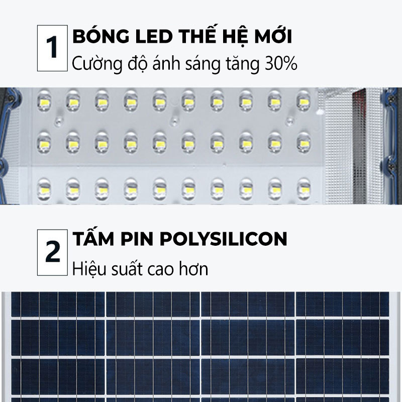 Đèn năng lượng mặt trời 1000w- cao áp hình bàn chải 2 mặt, siêu bền, dễ lắp đặt- K1548