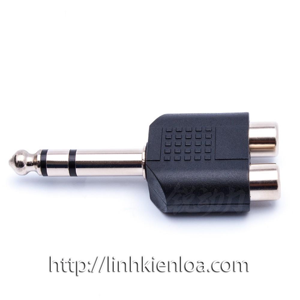 Jack cắm chuyển đổi âm thanh Jack cắm 6.35 mm sang 2 đầu hoa sen AV Stereo