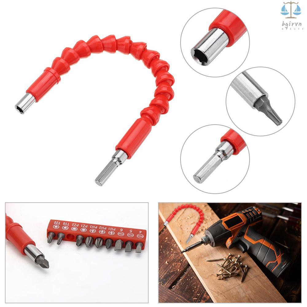 1 đầu nối dài mũi khoan mềm dẻo 275mm có thể uốn cong kèm 10 tua vít từ tính