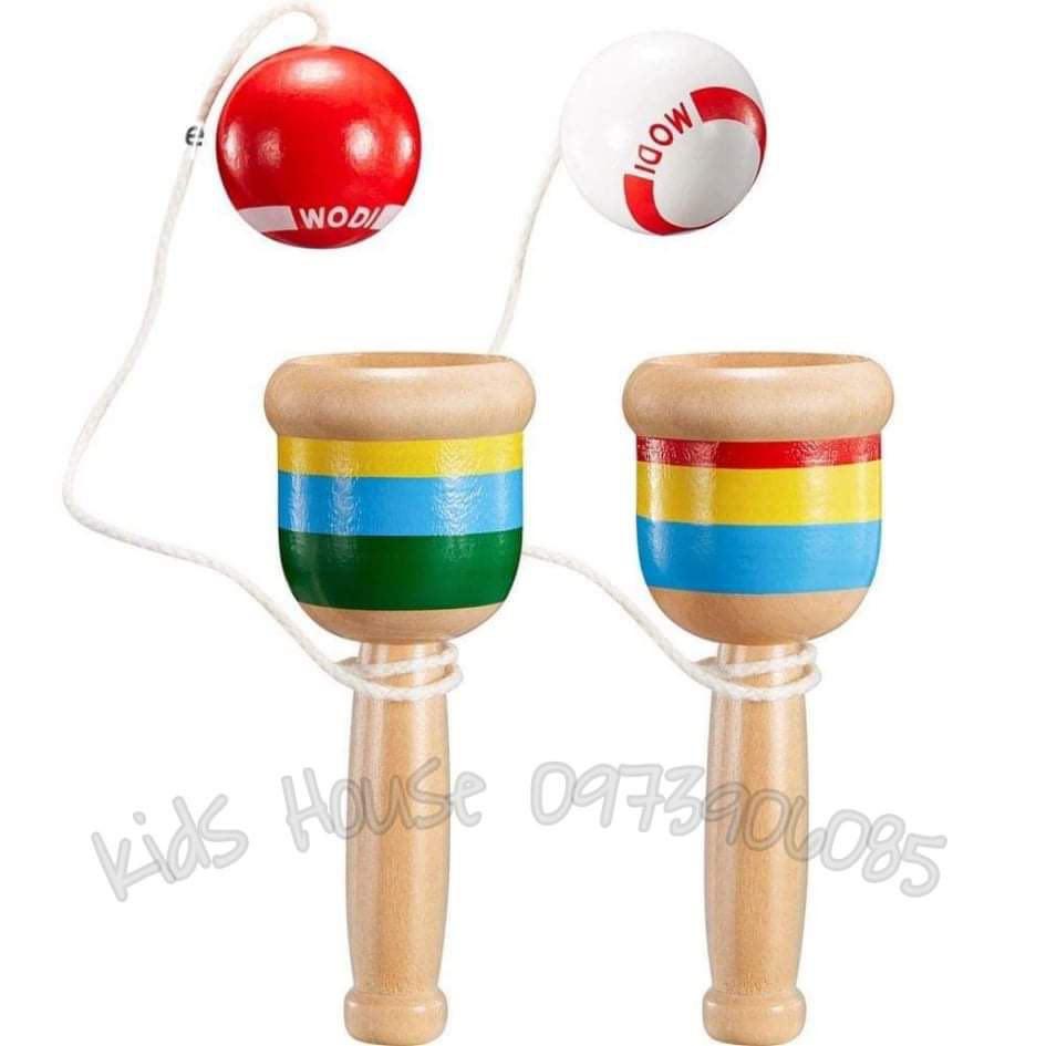 Đồ chơi Kendama tung bóng bằng gỗ giúp con tránh xa IPAD| Đồ chơi an toàn