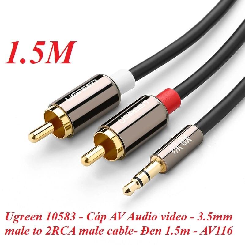 Ugreen UG10583AV116TK 1.5M màu Đen Cáp âm thanh 2 đầu Bông sen sang 3.5mm Dương mạ vàng - HÀNG CHÍNH HÃNG