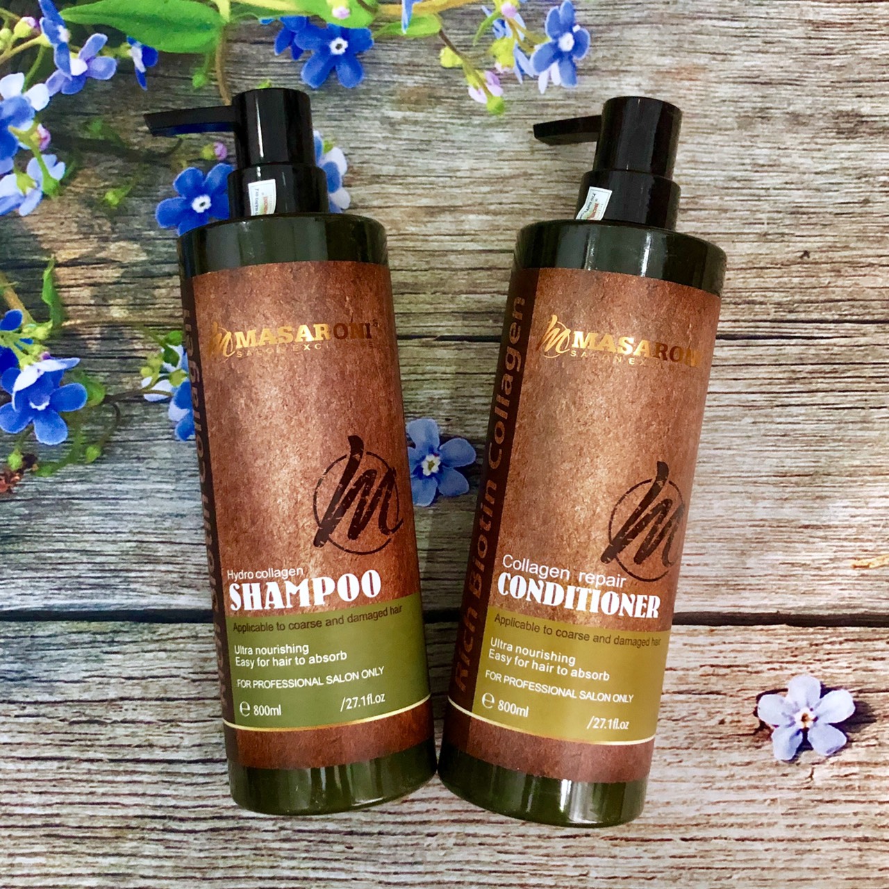 Bộ dầu gội xả phục hồi siêu mượt tóc Masaroni Rich Biotin Collagen repair Shampoo &amp; Conditioner 800ml