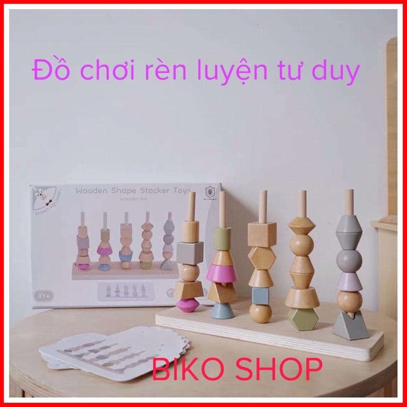 Bộ Cọc Xếp hình tư duy bằng gỗ cho bé