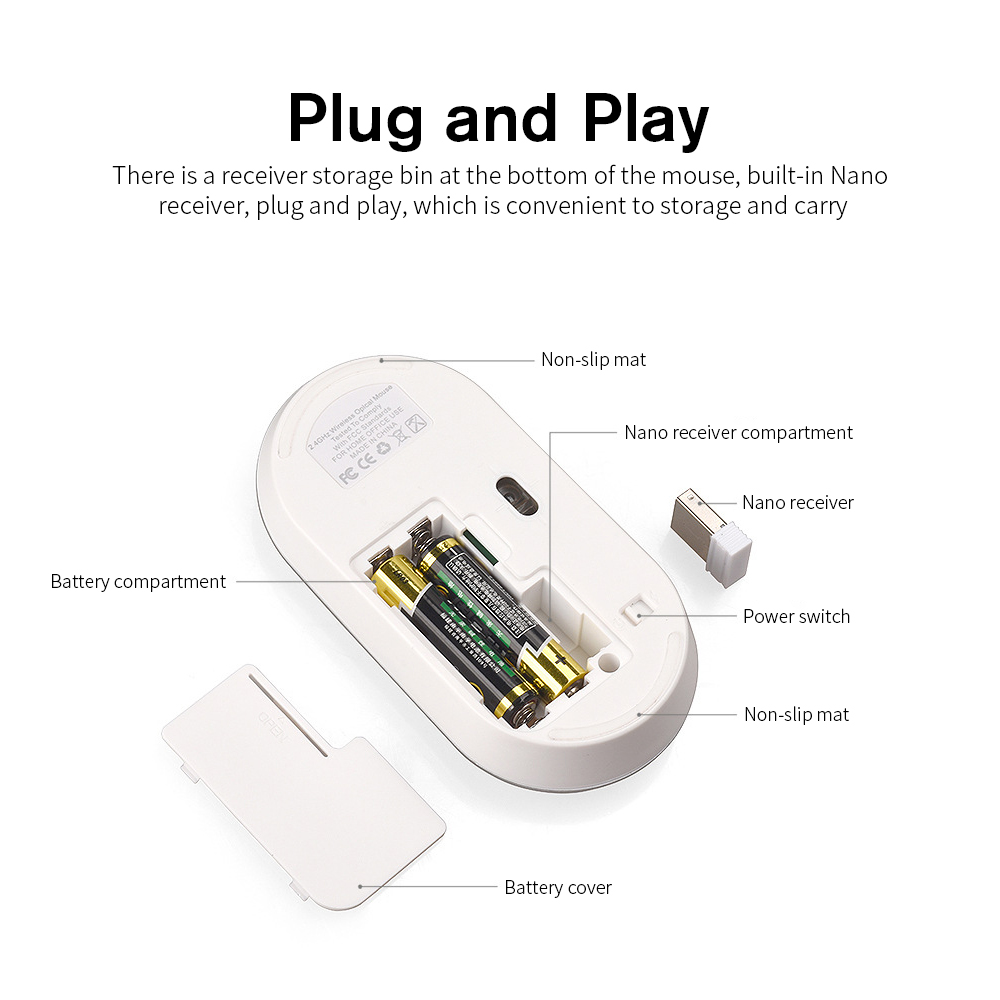 Chuột Không Dây Mỏng 2.4g Với Đầu Thu Loại C Thay Thế Cho PC / Laptop / Macbook