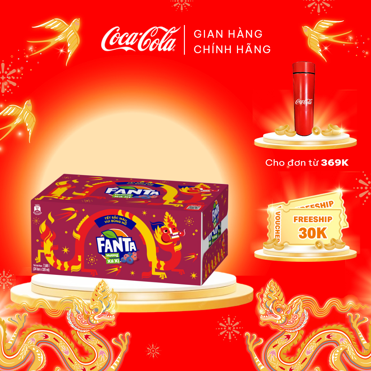 Lốc 24 Lon Nước Giải Khát Có Gas Fanta Xá Xị