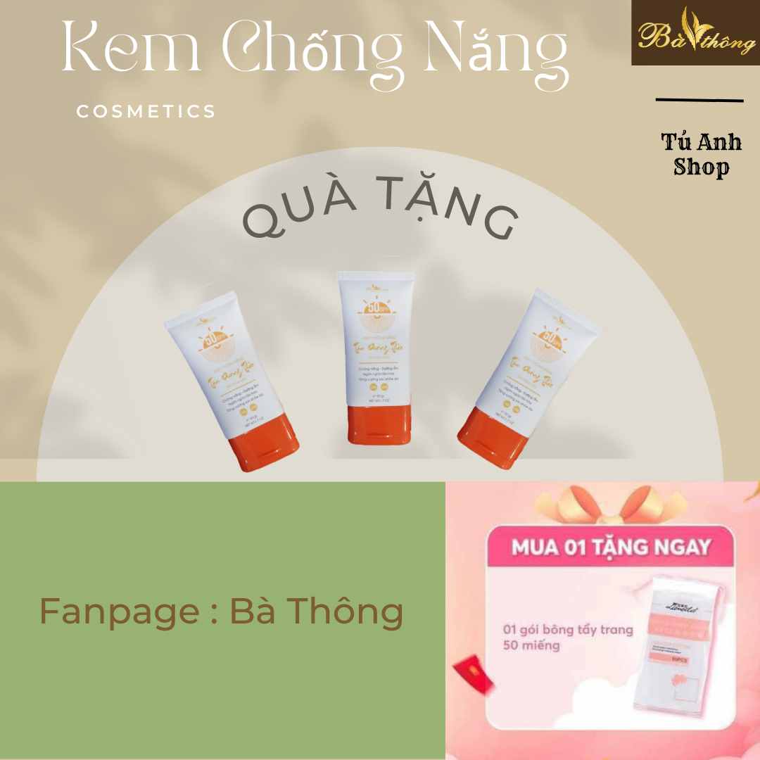 Kem chống nắng dưỡng ẩm cho da dầu mụn Tán Dương Thảo Bà Thông thiên nhiên, giúp da tránh tia UV hiệu quả, an toàn makeup, trang điểm