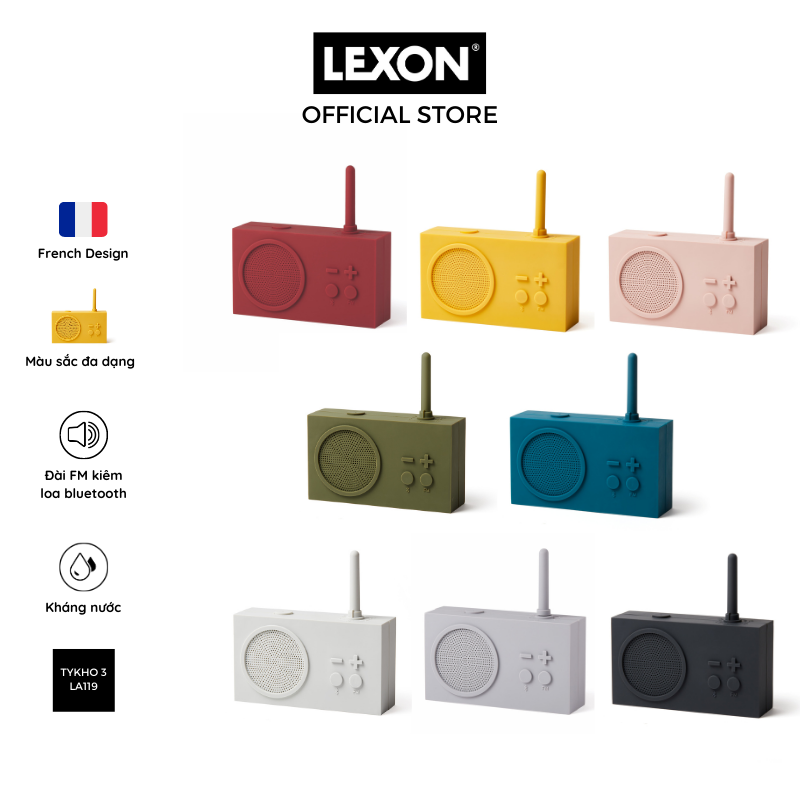 Loa bluetooth LEXON kiêm đài FM kháng nước - TYKHO 3 - Hàng chính hãng