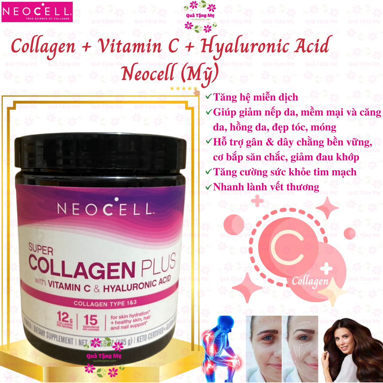 Collagen Neocell Type 1-3 Mỹ  đẹp da, tóc móng và khỏe khớp - QuaTangMe Extaste