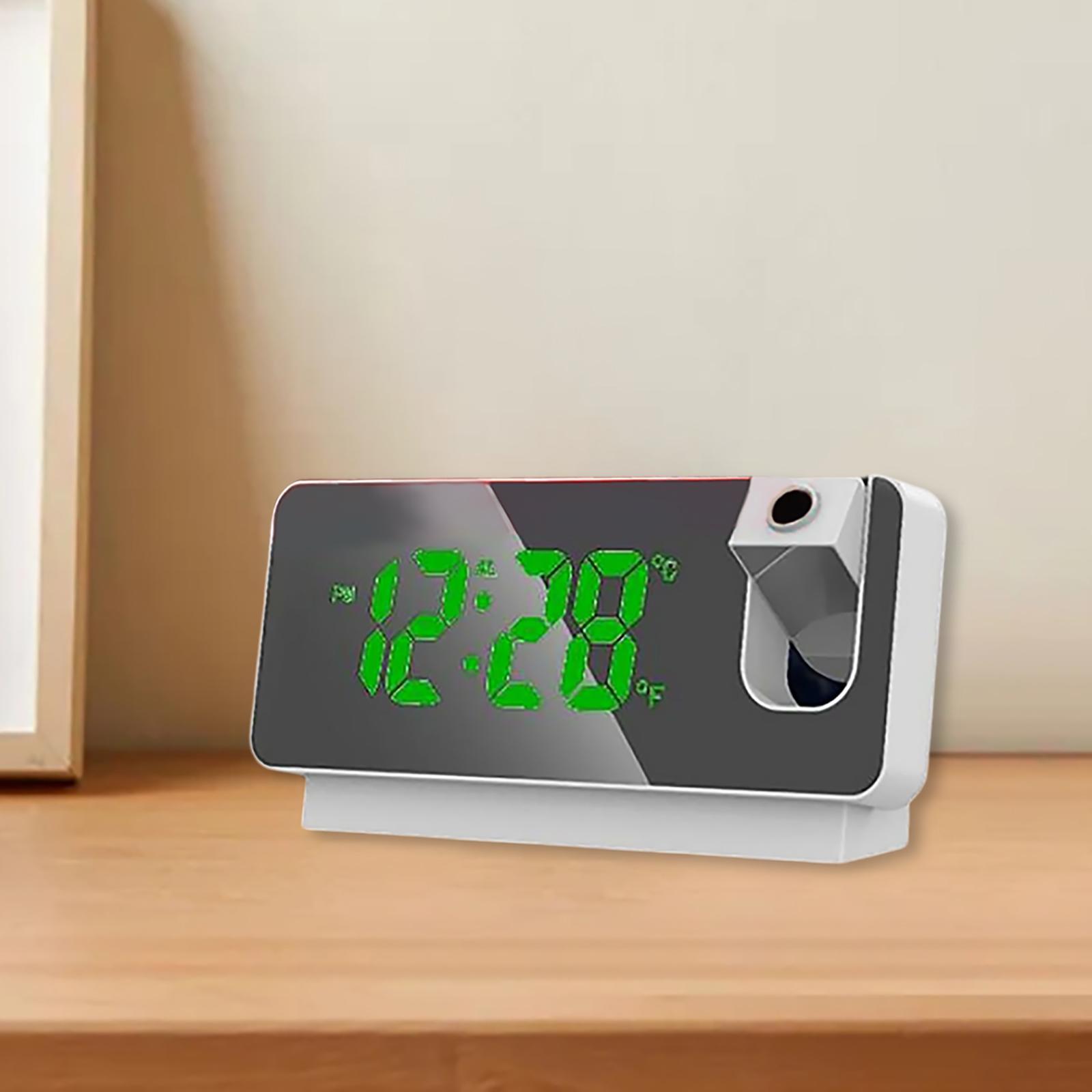 Electronic LED Projector Alarm Clock 180° Rotatable Temperature Display Desktop Clock Alarm Clock for Bedside Teens Heavy Sleepers Office