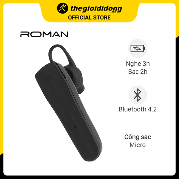 Tai nghe Bluetooth Roman R553X Đen - Hàng Chính Hãng