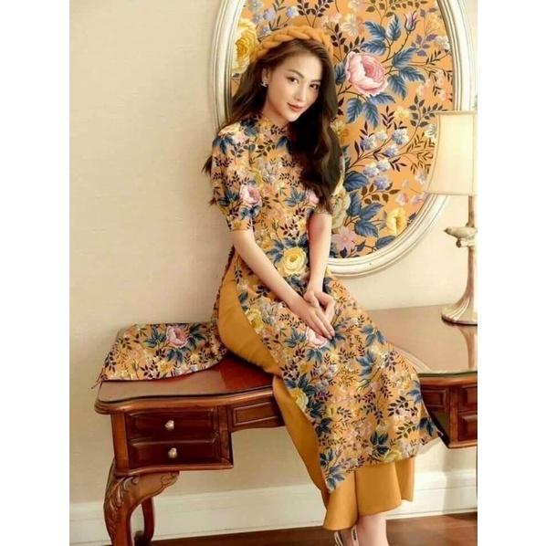 áo dài gấm hoa cao cấp