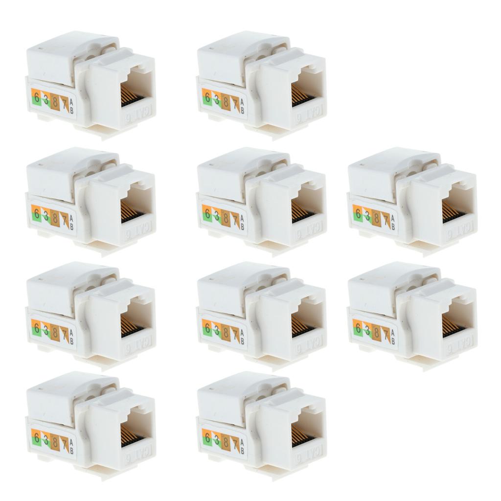 10x RJ45 Móc Jack Cắm Tường Cấp Cắm Cat6 Ethernet LAN Mô Đun 8P8C