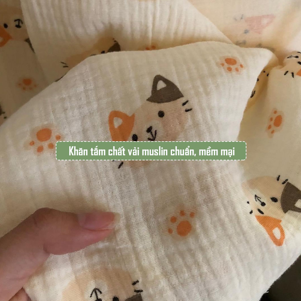 Khăn Tắm Cho Trẻ Sơ Sinh Và Trẻ Nhỏ Chất Vải Muslin An Toàn Và Dịu Nhẹ Cho Làn Da Bé