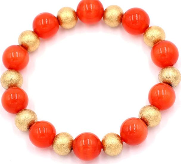 Chuỗi đeo tay phong thủy - đá mắt mèo cam 10 ly VNTCHVT1 - hợp mệnh Hỏa, mệnh Thổ