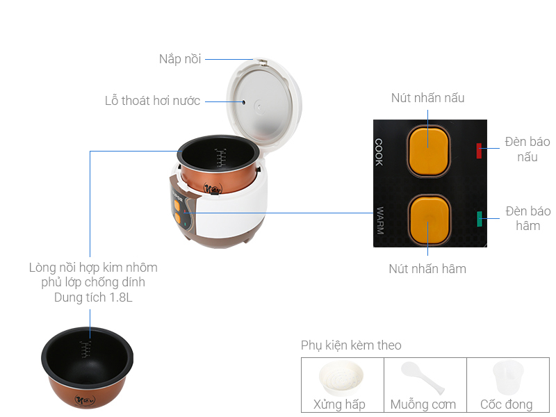 Nồi cơm điện Supor CFXB50YB13VN lòng nồi nêu - Hàng chính hãng