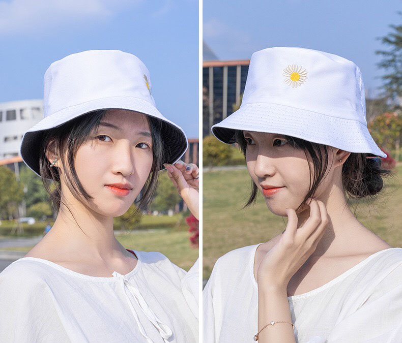 Mũ 2 mặt, Nón bucket hoa cúc đẹp, Mũ tai bèo chống nắng phong cách Hàn Quốc Siêu Hot MD07