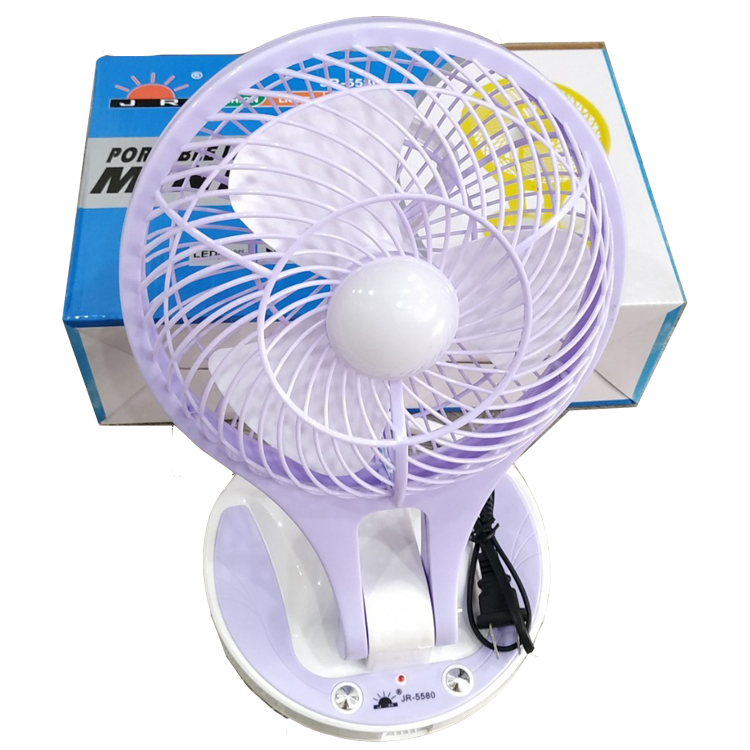 Quạt sạc mini đèn Led 2 chế độ sáng JR5580 - Giao màu ngẫu nhiên