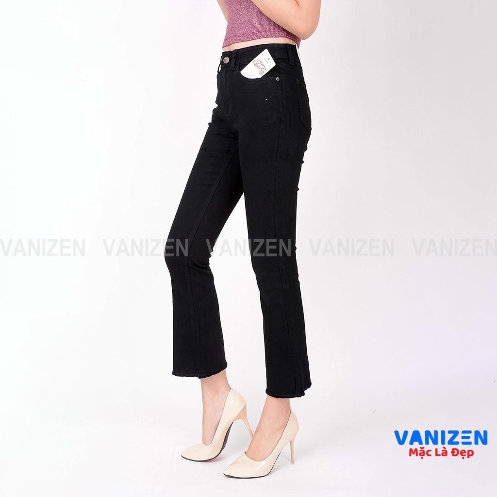Quần Jeans Nữ Ống Loe Cạp Cao Co Giãn Đen Trắng Trơn VANIZEN SHOP 054