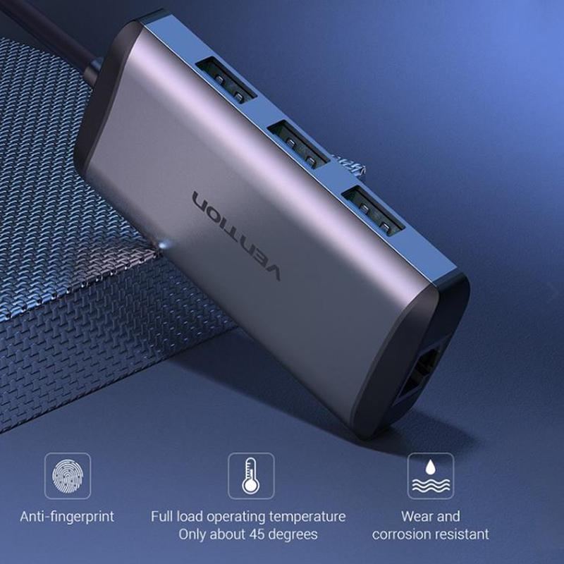 CÁP CHUYỂN ĐỔI TỪ USB 3.0 SANG LAN +3 CỔNG USB 3.0 VENTION CKBHB