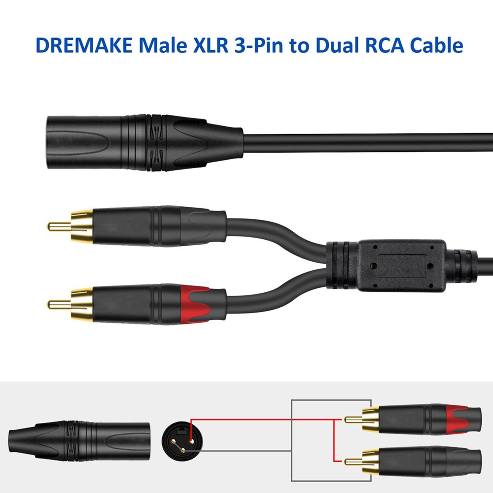 XLR to Dual Cable Phone Plug Male Lead for . Recorders
