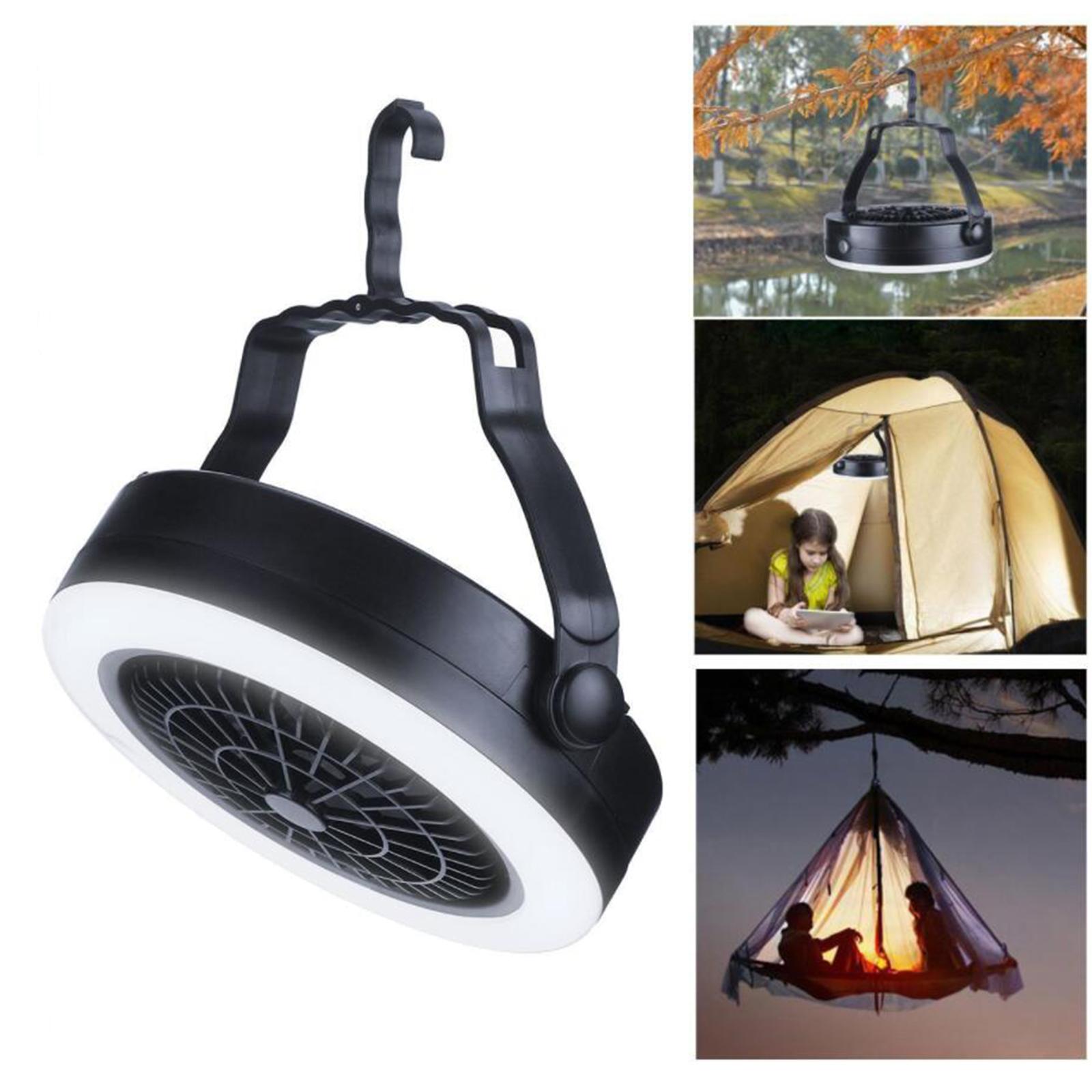 Outdoor Tent Fan with Light Rechargeable Camping Lantern Handheld Travel