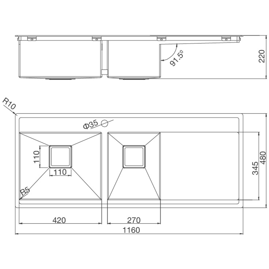 Chậu rửa chén Inox Malloca MS 6306T