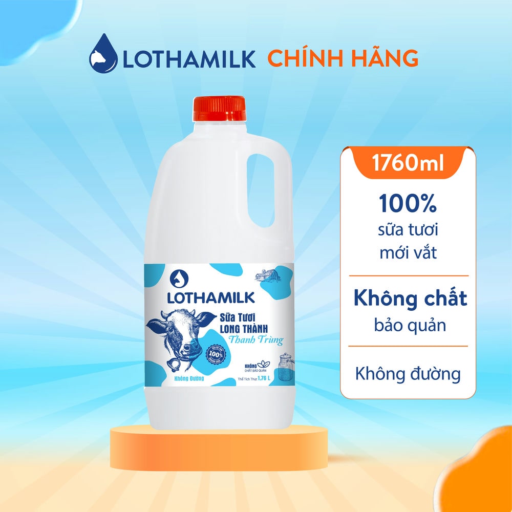 Sữa tươi thanh trùng Lothamilk chai 1760ml