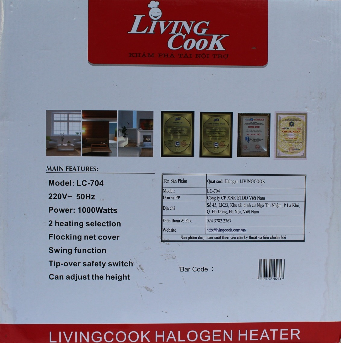 Quạt Sưởi Đứng Halogen LivingCook LC-704 - Chính Hãng