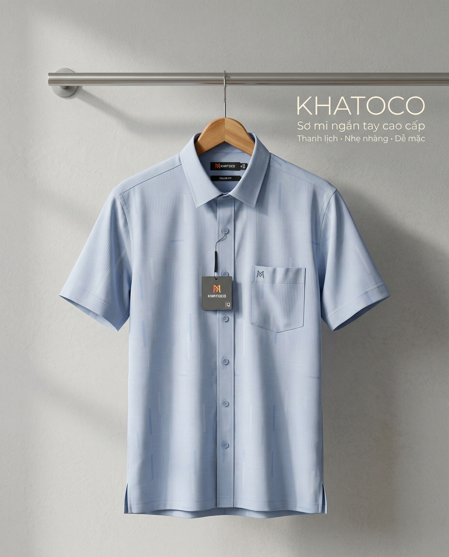 Áo sơ mi tay ngắn Khatoco Sale 374k ( giá tem 468k) size S